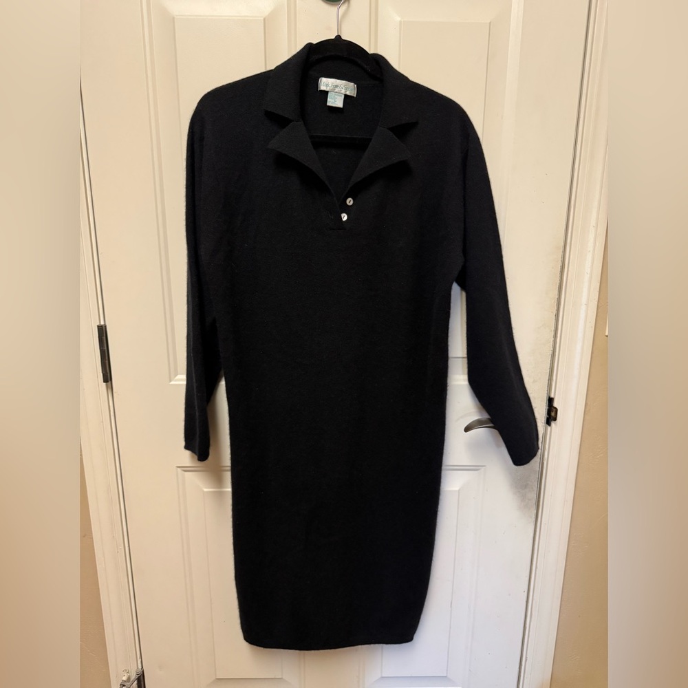 100% Cashmere Black Long Sleeve Dress